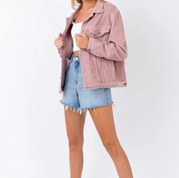 Princess Polly Jackets & Blazers - Princess Polly Blush Pink Western Corduroy Jacket
